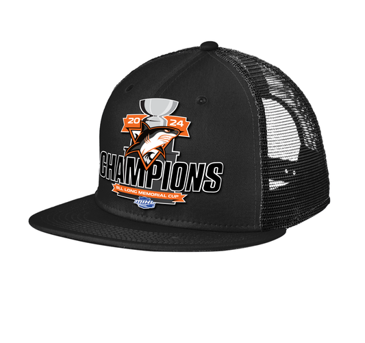 CHAMPIONS All Black Trucker Hat Unisex Snapback One Size Fits All