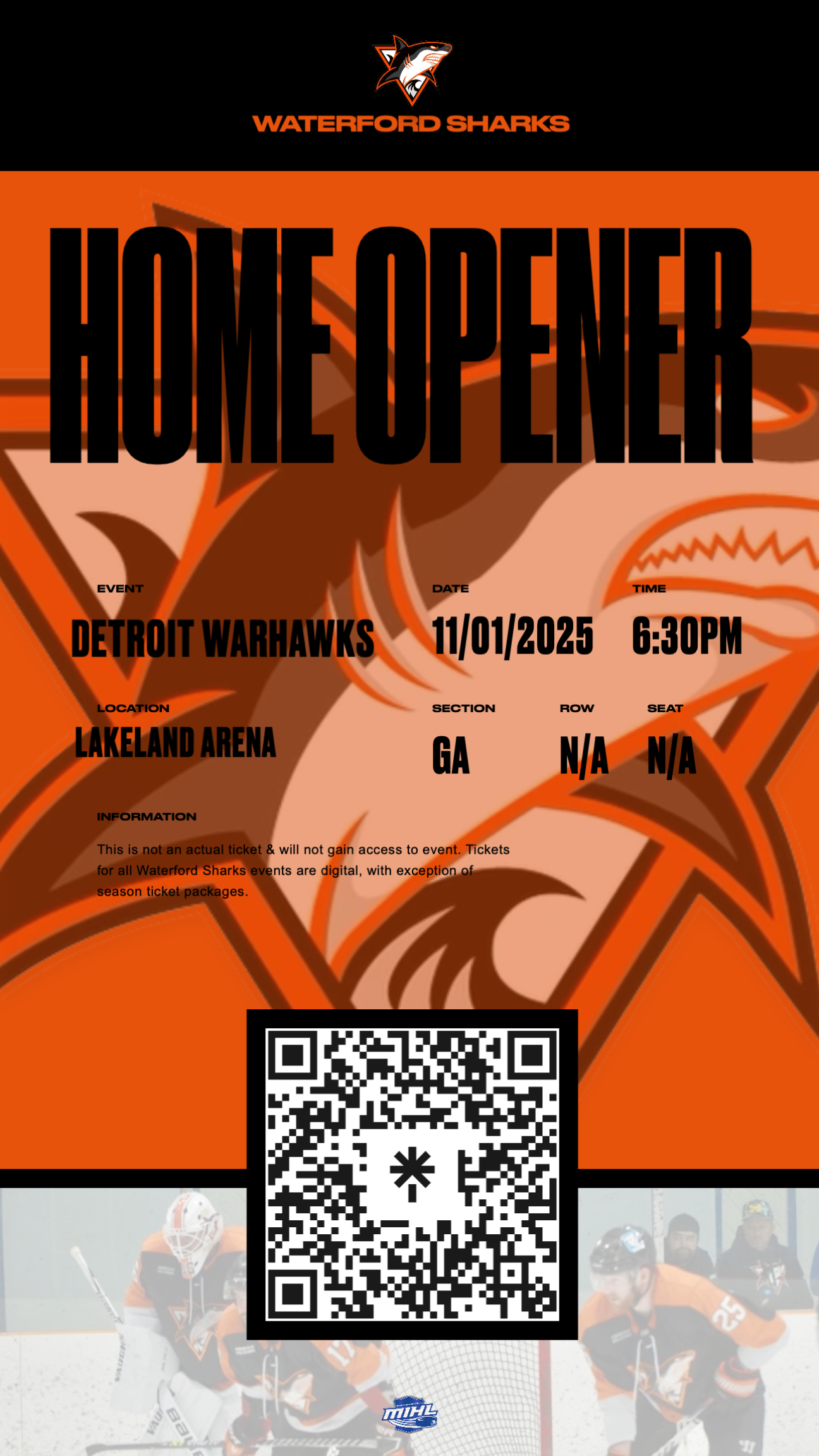 25-26 Waterford Sharks HOME OPENER vs Detroit Warhawks